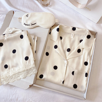 Thousands of calls ~ OLOEY silk Autumn New Wave point comfortable home clothes lace long sleeve trousers pajamas women