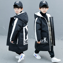 Boys' cotton costume 2022 new winter dress gas mid-sized children keep warm and thickened cotton jackets with long downturn coat tide