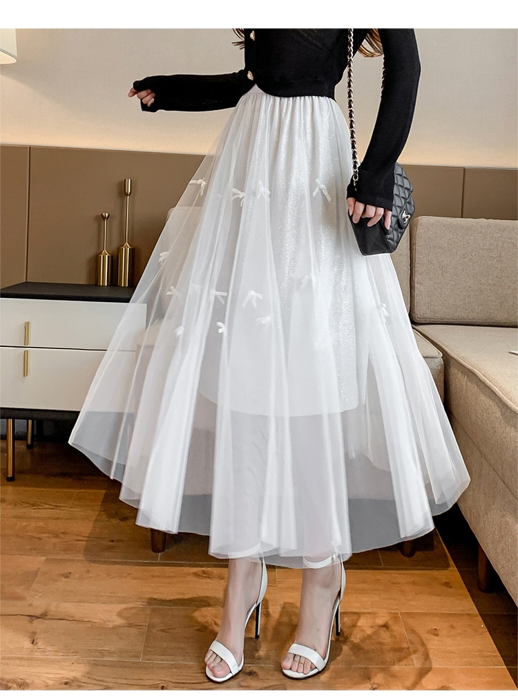 实拍现货2020秋新款蝴蝶结纱裙闪光亮片公主裙大摆裙伞裙仙女裙