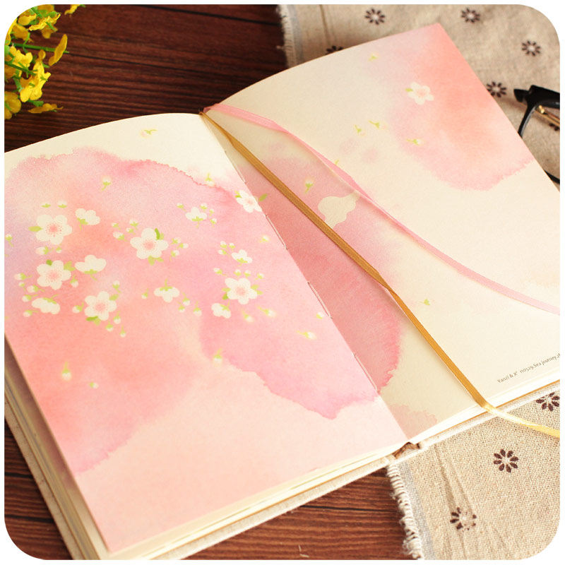 默默爱小清新古风木盒笔记本子精美手帐本创意彩页日记本韩国文具