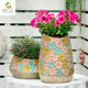Outdoor garden decoration hand-painted creative retro tall flower jar flower pot home balcony courtyard layout gardening ornaments Outdoor garden decoration hand-painted creative retro tall flower jar flower pot home balcony courtyard layout gardening ornaments
