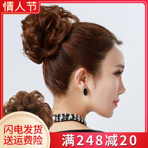 Wig hair ring short hair woman natural fluffy half pill head flower curly hair bag simulation coil hair tie hair bud head