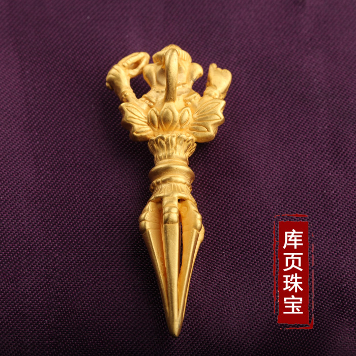 金刚杵24k纯金吊坠999足金3d硬金象尊降魔铃杵法器男女项链配件