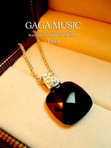 Graffiti Empire High Quality Black Agate Oil Dripping Square Crystal Necklace Retro Fashion Joker Jewelry