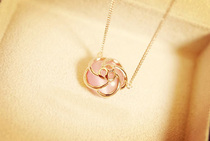 Graffiti Empire Korea Korean Edition Retro Roman Hollowed-out Cat Eyes Stone Pink Crystal Necklace Lock Bone Chain Ornament