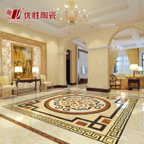 Villa hotel lobby parabolic crystal brick 800x800 living room floor tiles parquet tiles puzzle imitation waterjet parquet floor tiles