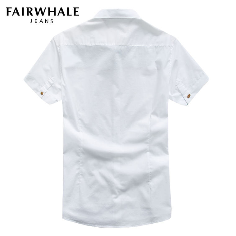 马克华菲短袖衬衫 2015夏新款男士修身拼接尖领短袖上衣