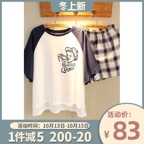 This series must be too practical cotton short-sleeved home clothes mens couples pajamas womens summer