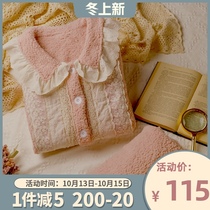 Designer coral velvet pajamas womens autumn and winter padded velvet bubble coral velvet Womens Home clothing set