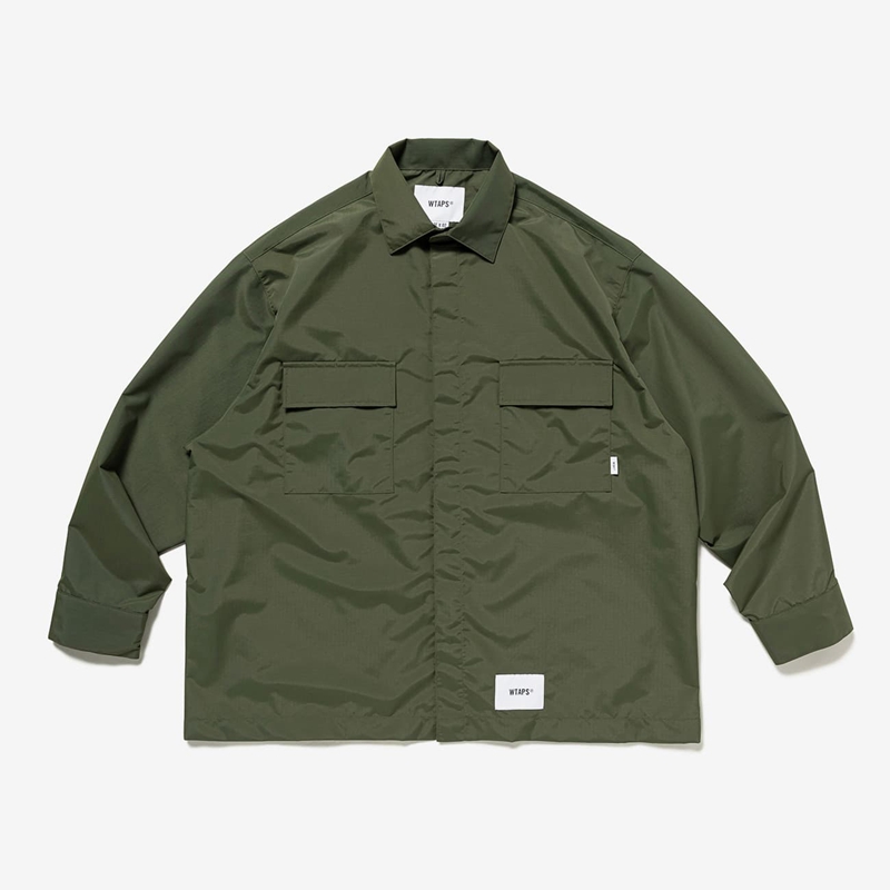 wtaps 25aw TXT 01 LS WOPL TWEED オリーブL WTAPS国仓尼龙长袖衬衫