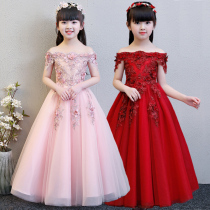 Childrens princess dress dress Western style girl piano performance suit Little girl host game word shoulder tutu