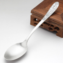 Press Light Five Fu 999 Silver Spoon 53 gr Long Handle Foot Silver Spoon Spoon Home Silver Tableware Edible Silver Rice Spoon Soup Spoon