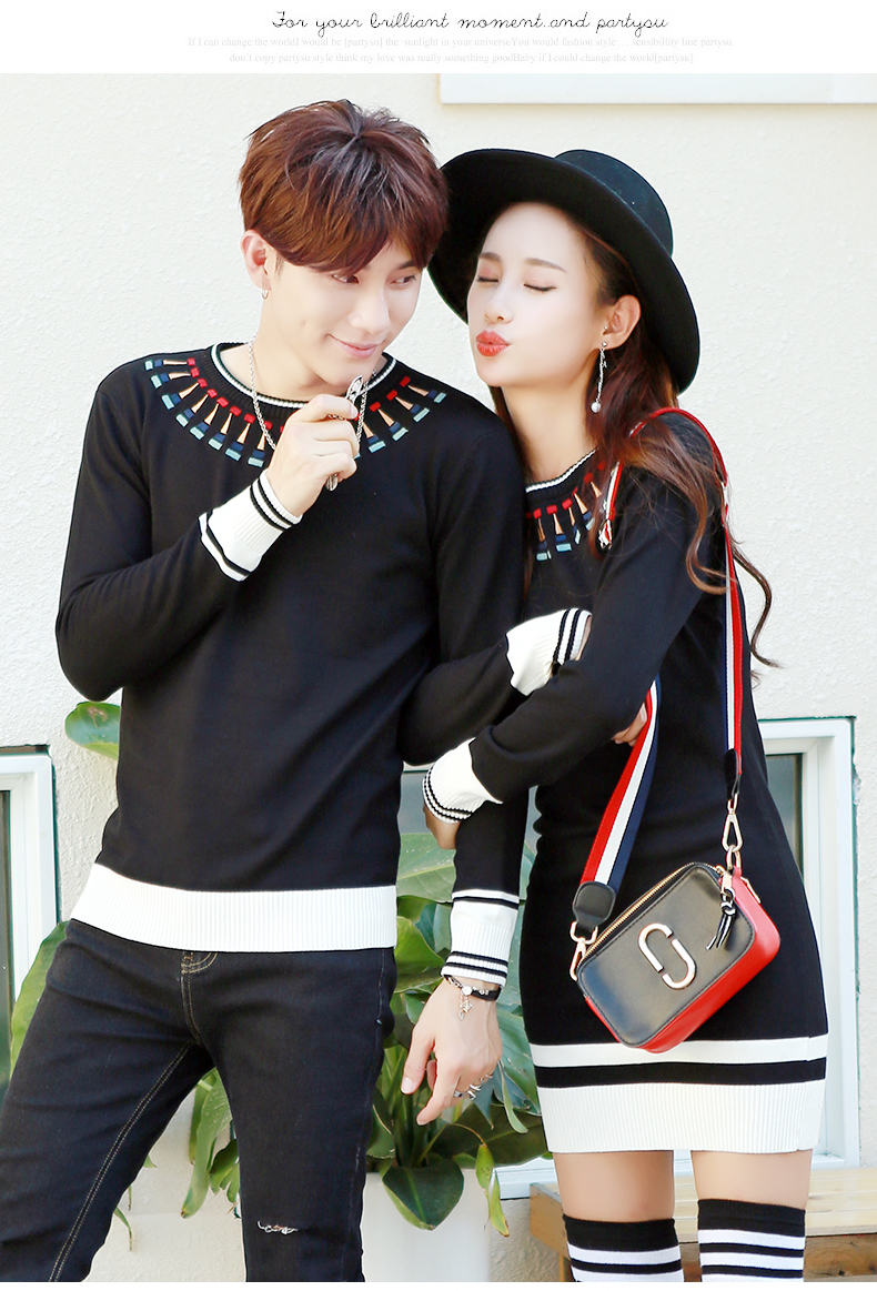 情侣装冬季韩版套装百搭修身外穿日系秋冬装炸街情侣毛衣一裙一衣