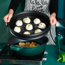 Green non-stick pan frying pan wheat stone pan household induction cookware gas universal cooking double-purpose boiler ceramic medical stone big