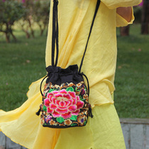 Yunnan ethnic style embroidery bag embroidery retro leisure drawband closure small bag shoulder Womens shoulder bag
