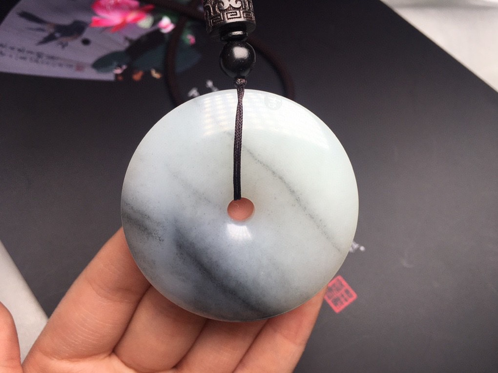 新疆和田玉青花老籽料平安扣原石珠宝玉石挂件吊坠古典收藏品