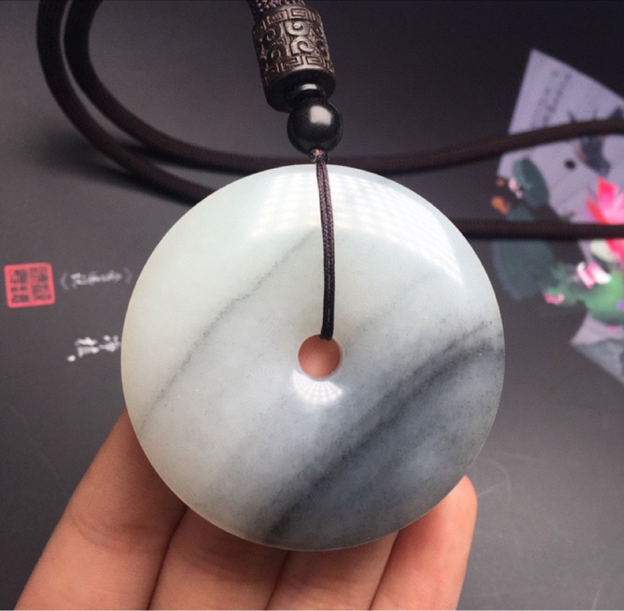 新疆和田玉青花老籽料平安扣原石珠宝玉石挂件吊坠古典收藏品