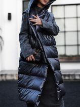 Z boss RO metallic color new sleeveless wizard hat down jacket medium long straight caterpillar coat female