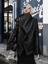 Z boss fur one-piece grain wool frosted square collar coat loose medium and long dovetail leather coat for women