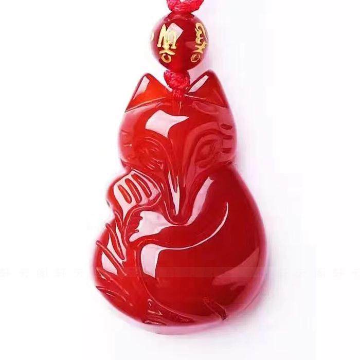 开光 天然红玛瑙狐狸吊坠 红玛瑙狐仙挂坠 红玛瑙萌狐项坠 男女款_不