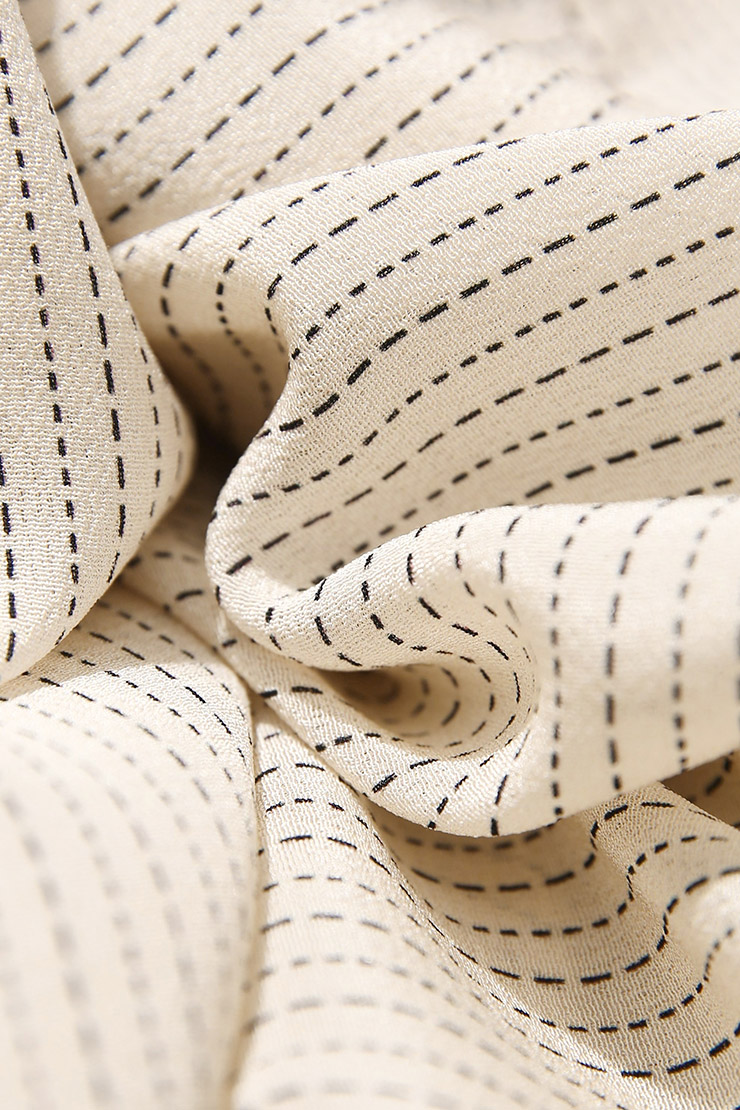 wcs01251茉莉雅集灵动仙女风 通勤之选 真丝鬼绉飘带条纹衬衫