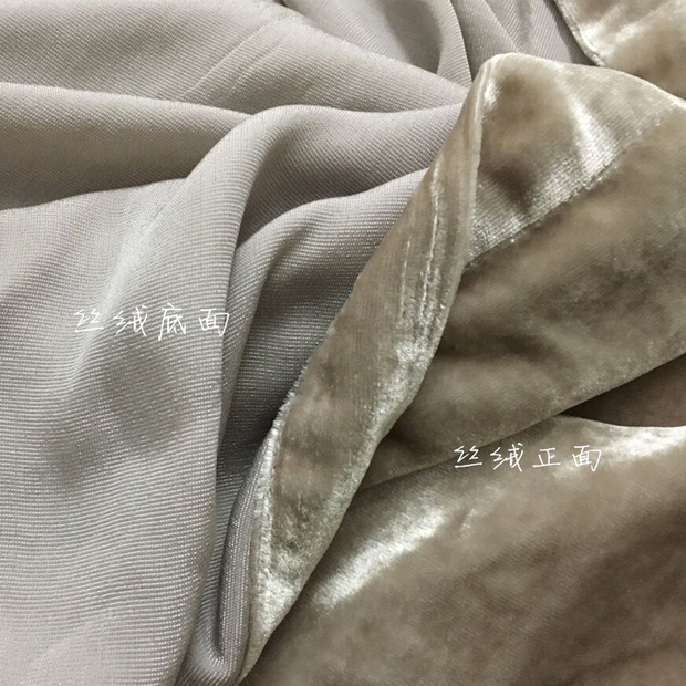 东又西 真丝绒宽松复古斜拼接不对称连衣裙袍裙 可定制颜色