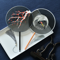 The ancient style fan Chinese clothing embroidery long handle classical fan bianhua court Chinese style double-sided Xiao war around