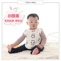 Yazan Six Layers Gauze Pure Cotton Cotton Cloth No Sleeve Rice Pocket Round Mouth Baby Cute Cartoon Small Apron Lace Surround Mouth