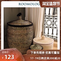 Roomology Morocco imported Rafi grass wool woven storage basket dirty basket