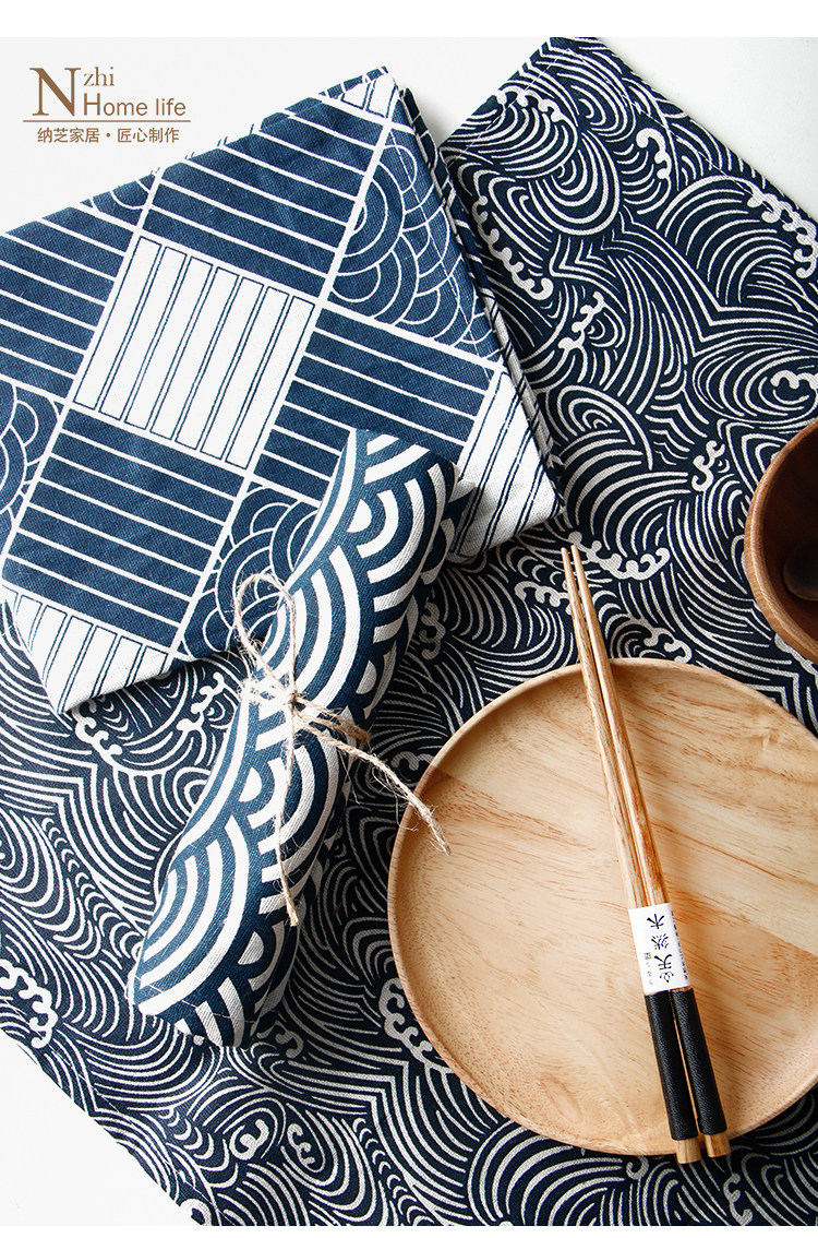 日式棉麻餐垫 布艺桌垫盖布盘防滑垫碗垫隔热盘垫 双层 防烫套装