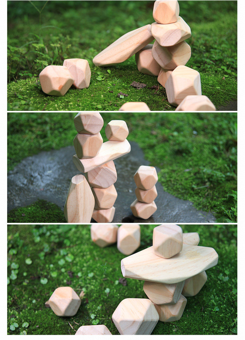 木玩设计师原创木制叠石1-2周岁3-6周岁儿童玩具