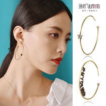 Retro letter ear clip no earrings earrings female hipster temperament big ring ear ring ring ring ear ornaments New year