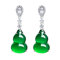 Send girlfriend natural green chalcedony 925 sterling silver earrings earrings fairy air mother