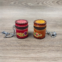 Leather retro key pendant creative first layer cowhide cute mini keg bag coin bag keychain pendant