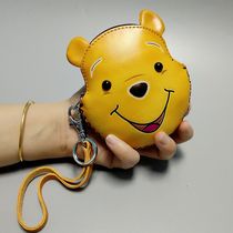 Leather cartoon bear coin purse female cute student short keychain coin bag creative childrens small wallet