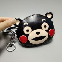 Leather cartoon mini coin purse female cute student Korean short small wallet keychain pendant coin bag