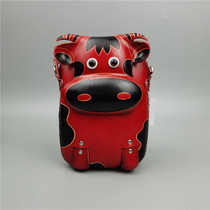 Leather messenger bag bag female mini cute cartoon animal student cowhide handmade creative personality mobile phone small backpack