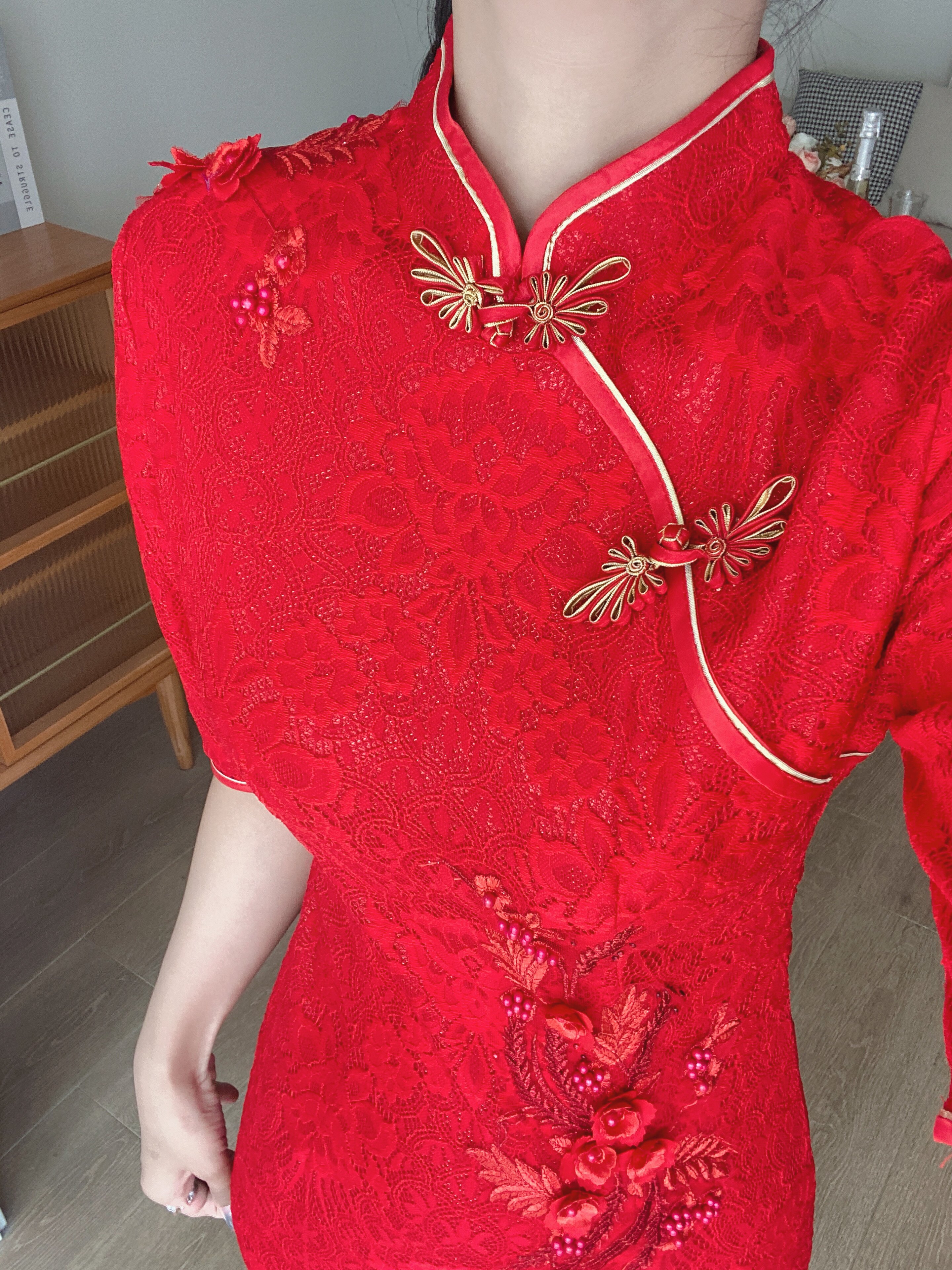 外嫁女回娘家旗袍礼仪服装大红色2025新款走秀演出舞台表演中国红