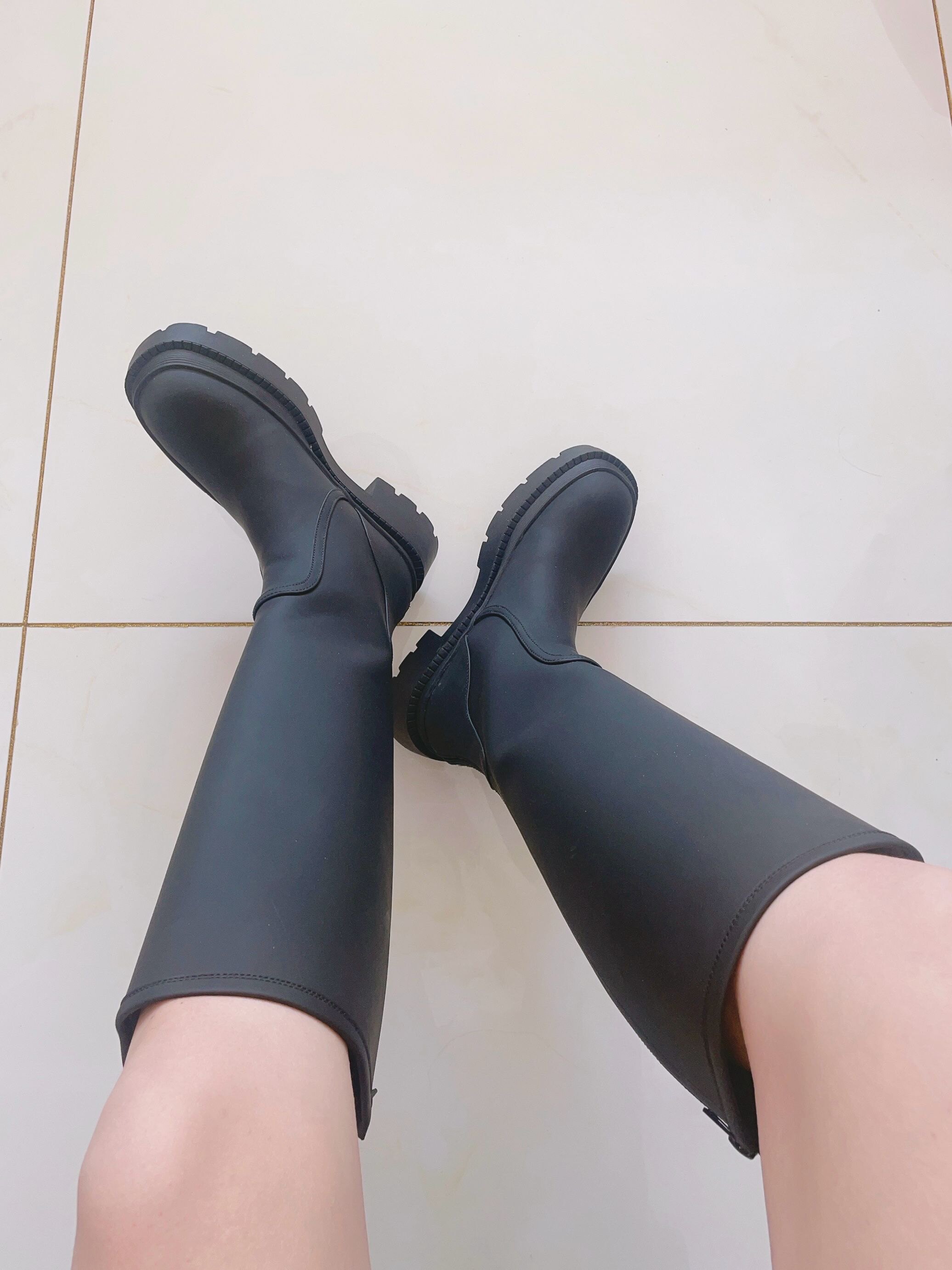 covonty「classics」阅历感 长靴厚底圆头雨靴户外高筒女骑士靴