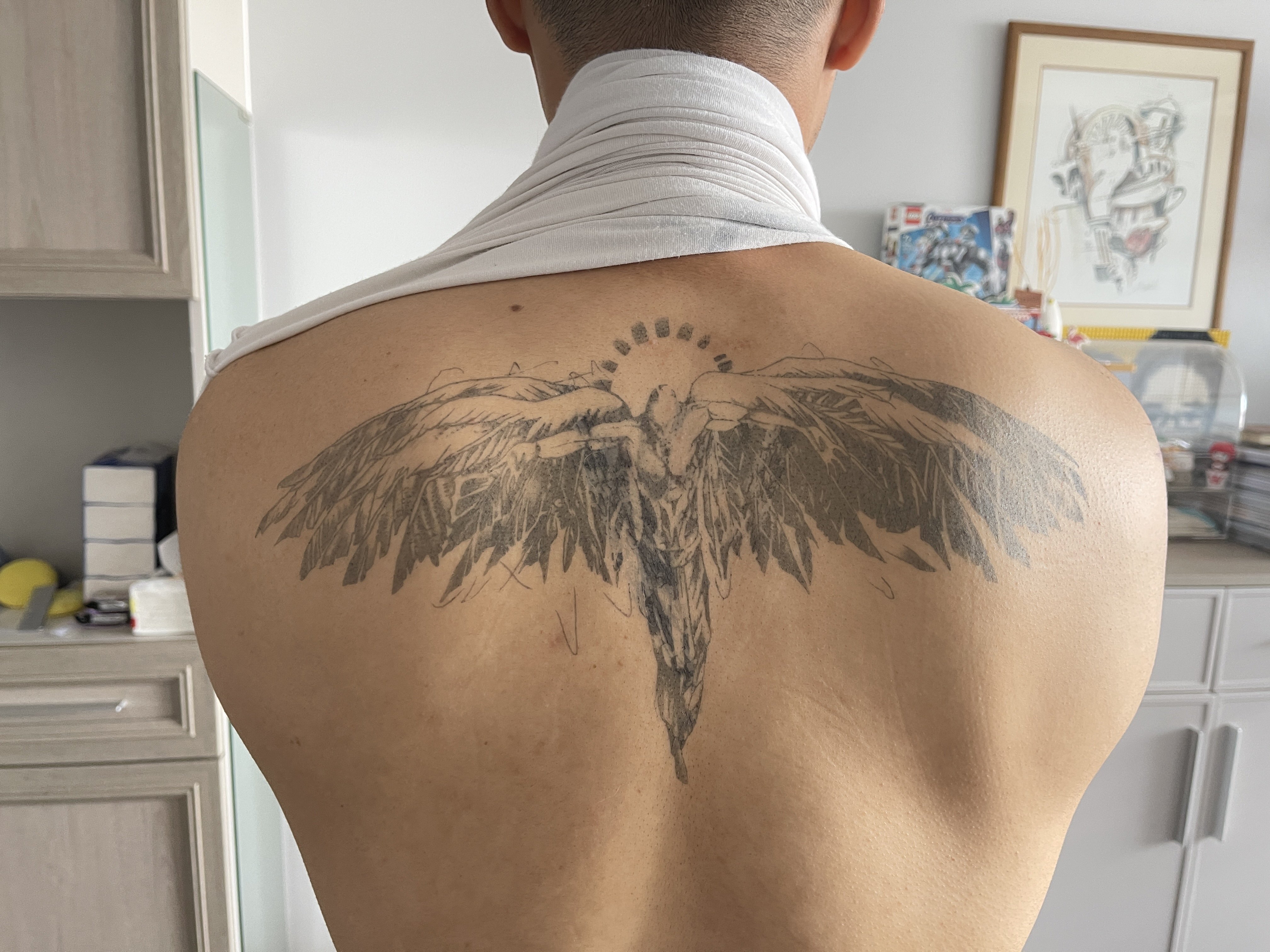 两张】草本纹身贴堕落天使后背翅膀果汁女男半永久不反光防水持久