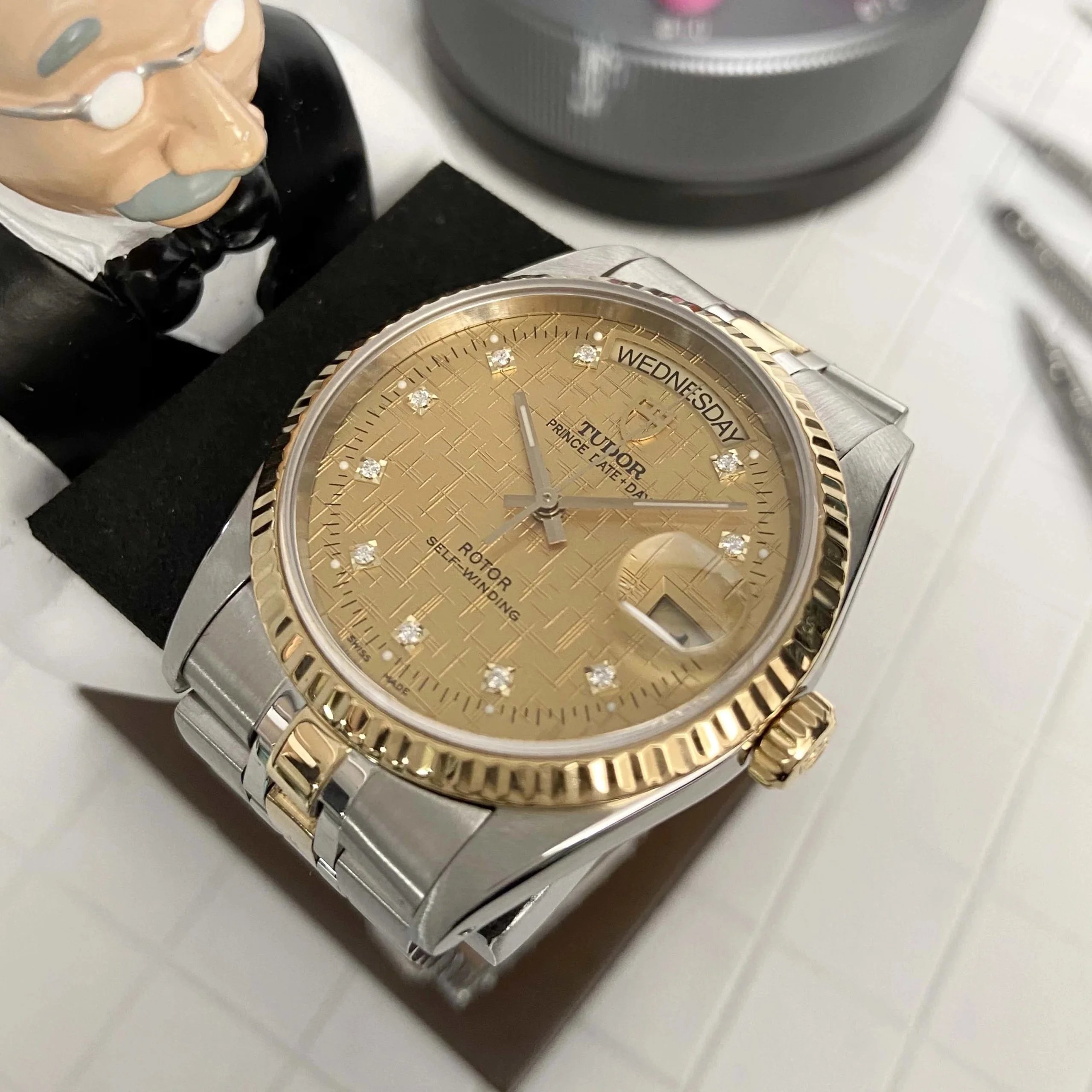 热卖款[98新]帝舵王子系列18k黄金原镶钻自动机械男表m76213-0011