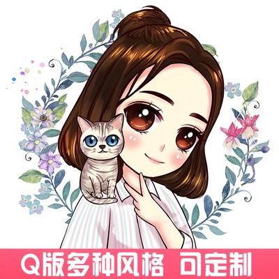 卡通q版手绘头像微信快手网红速写素描真人物设计漫画定制作logo