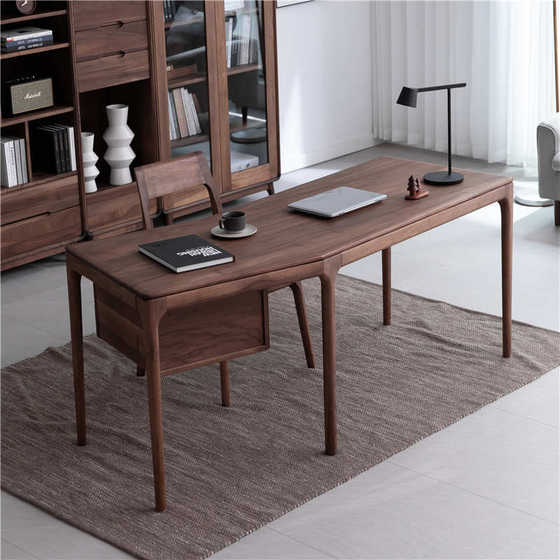 Customized North American black walnut solid wood desk, home office desk, minimalist modern writing, Taipei European wood corner Customized North American black walnut solid wood desk, home office desk, minimalist modern writing, Taipei European wood corner