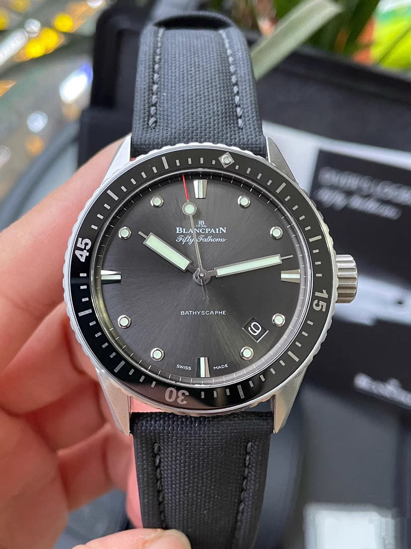 全套9.8新宝珀手表男五十噚黑盘自动机械腕表正品5100b-1110-b52a