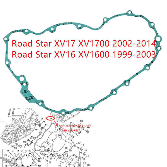 Yamaha XV17 XV1700 02-14 XV16 XV1600 99-03 발전기 커버 패드 밀봉 패드 Yamaha XV17 XV1700 02-14 XV16 XV1600 99-03 발전기 커버 패드 밀봉 패드