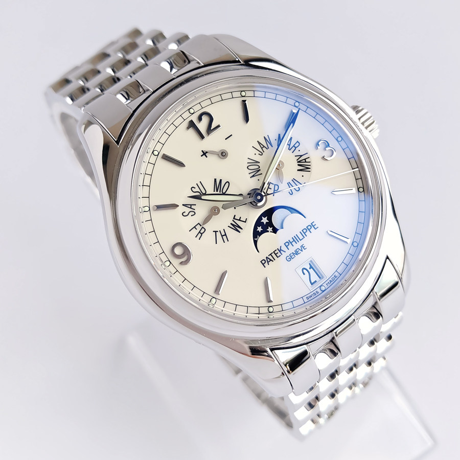 百达翡丽手表男复杂功能时计18k白金自动机械腕表男5146正品9.8新