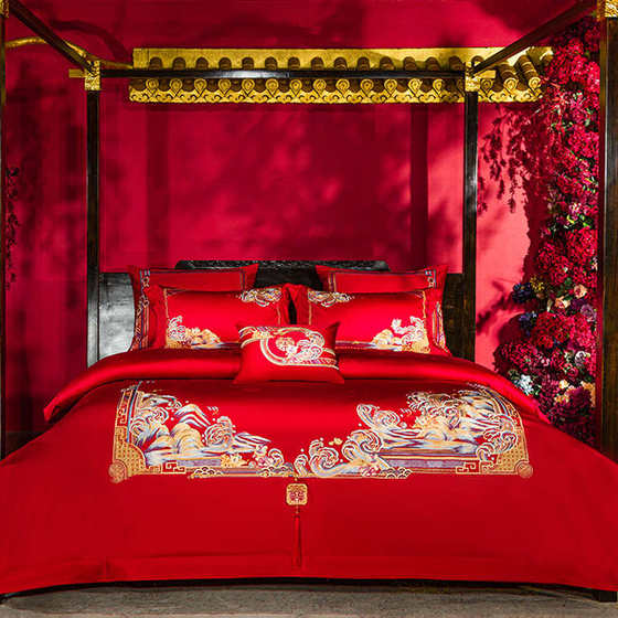 Wedding four-piece set big red cotton embroidered wedding quilt cover high-end wedding house wedding quilt ten-piece set wedding bedding
Wedding four-piece set big red cotton embroidered wedding quilt cover high-end wedding house wedding quilt ten-piece set wedding bedding