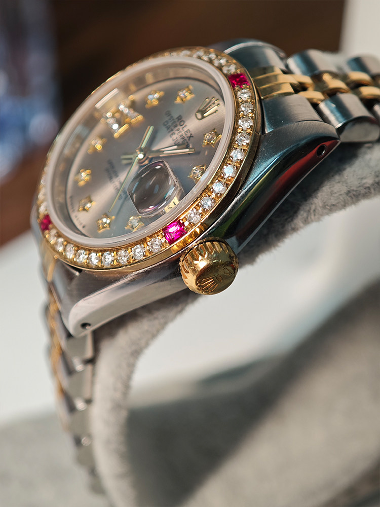 [9.8新]rolex/劳力士星星钻26日志型自动机械女手表69173灰盘后钻
