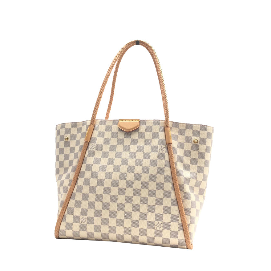 5w][二手9.5新]lv女单肩包白棋盘格编织包tszjs0144