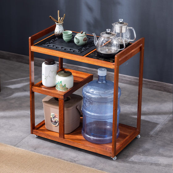 Solid wood tea cart Kung Fu tea table Tea table Household tea table Living room sofa side cabinet kettle integrated mobile side table Solid wood tea cart Kung Fu tea table Tea table Household tea table Living room sofa side cabinet kettle integrated mobile side table